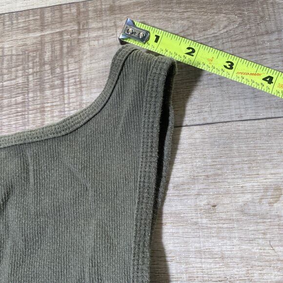 Army Green Faded Glory Y2K Ribbed Knit Tank Top Women's Size Small - Picture 8 of 8